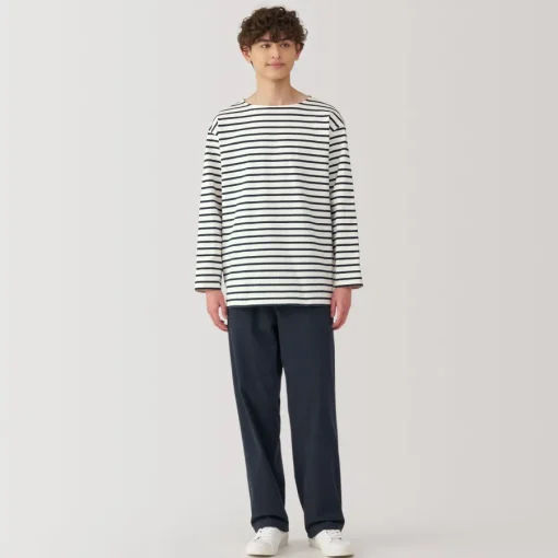 Hot Men's Washed Heavyweight Boat Neck 9/10 Sleeve T-Shirt T-Shirts