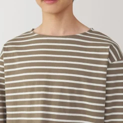 Hot Men's Washed Heavyweight Boat Neck 9/10 Sleeve T-Shirt T-Shirts