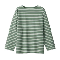 Hot Men's Washed Heavyweight Boat Neck 9/10 Sleeve T-Shirt T-Shirts