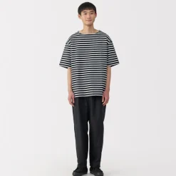 Sale Men's Washed Heavyweight Boat Neck Half Sleeve T-Shirt T-Shirts