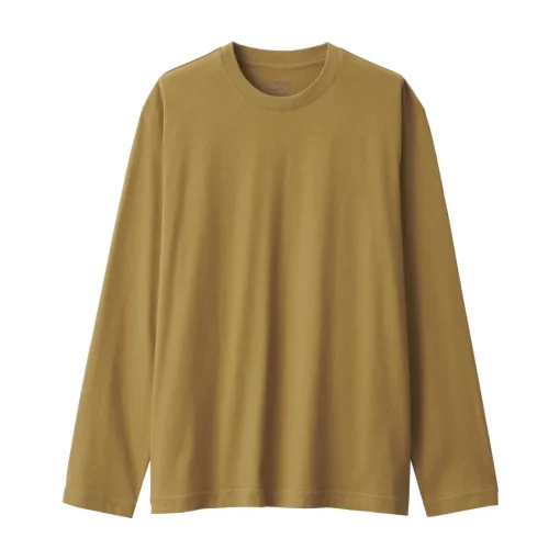 New Men's Washed Jersey Crew Neck Long Sleeve T-Shirt T-Shirts