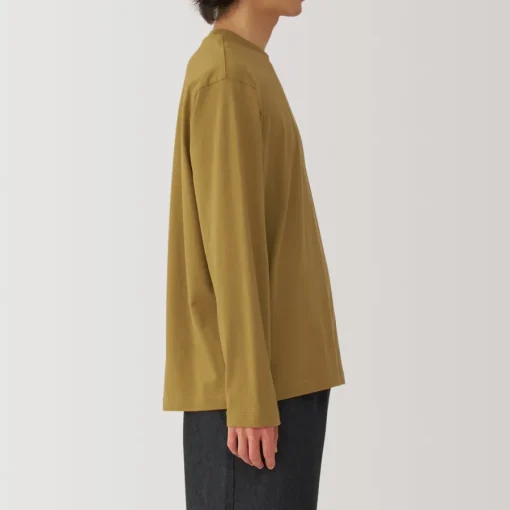 New Men's Washed Jersey Crew Neck Long Sleeve T-Shirt T-Shirts