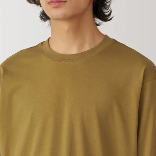 New Men's Washed Jersey Crew Neck Long Sleeve T-Shirt T-Shirts