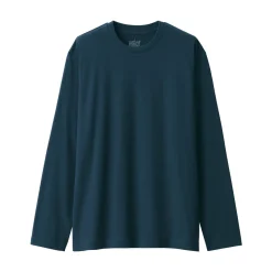 New Men's Washed Jersey Crew Neck Long Sleeve T-Shirt T-Shirts