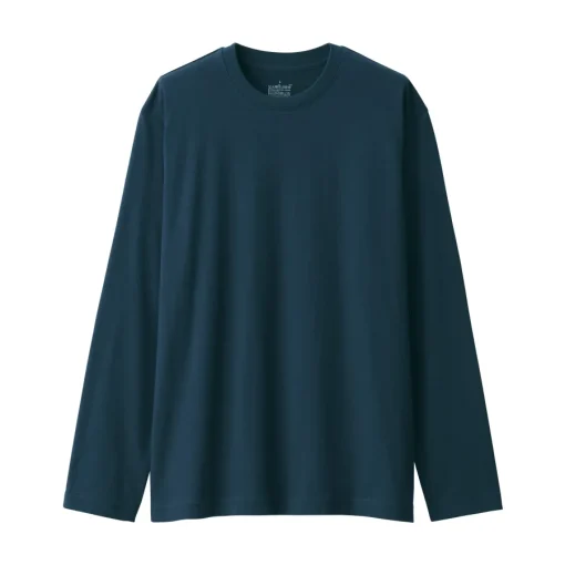 New Men's Washed Jersey Crew Neck Long Sleeve T-Shirt T-Shirts