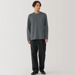 New Men's Washed Jersey Crew Neck Long Sleeve T-Shirt T-Shirts