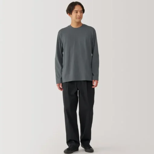New Men's Washed Jersey Crew Neck Long Sleeve T-Shirt T-Shirts