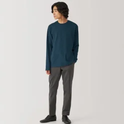 New Men's Washed Jersey Crew Neck Long Sleeve T-Shirt T-Shirts