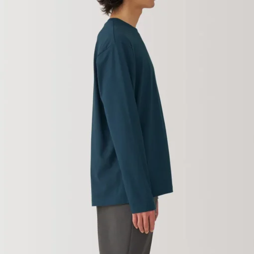New Men's Washed Jersey Crew Neck Long Sleeve T-Shirt T-Shirts