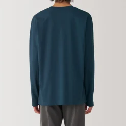 New Men's Washed Jersey Crew Neck Long Sleeve T-Shirt T-Shirts