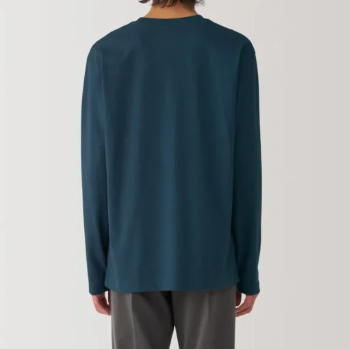 New Men's Washed Jersey Crew Neck Long Sleeve T-Shirt T-Shirts