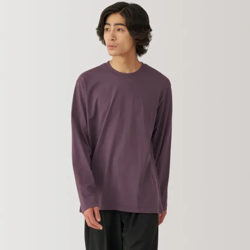 New Men's Washed Jersey Crew Neck Long Sleeve T-Shirt T-Shirts