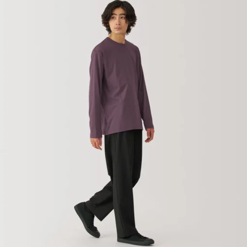 New Men's Washed Jersey Crew Neck Long Sleeve T-Shirt T-Shirts
