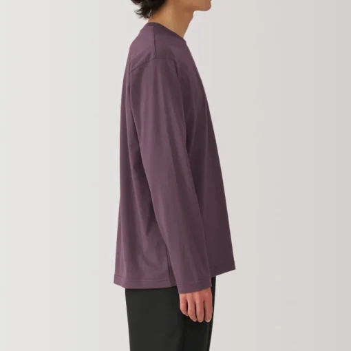 New Men's Washed Jersey Crew Neck Long Sleeve T-Shirt T-Shirts