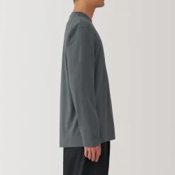 New Men's Washed Jersey Crew Neck Long Sleeve T-Shirt T-Shirts