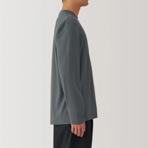 New Men's Washed Jersey Crew Neck Long Sleeve T-Shirt T-Shirts