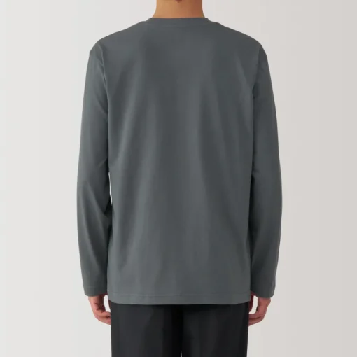 New Men's Washed Jersey Crew Neck Long Sleeve T-Shirt T-Shirts