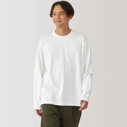 New Men's Washed Jersey Crew Neck Long Sleeve T-Shirt T-Shirts