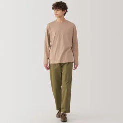 New Men's Washed Jersey Crew Neck Long Sleeve T-Shirt T-Shirts