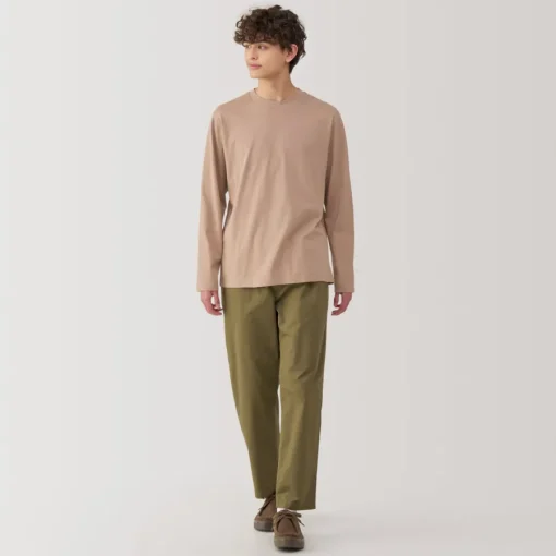 New Men's Washed Jersey Crew Neck Long Sleeve T-Shirt T-Shirts