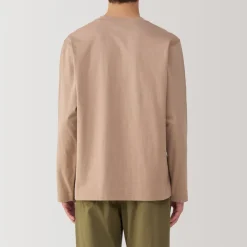 New Men's Washed Jersey Crew Neck Long Sleeve T-Shirt T-Shirts