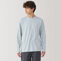 New Men's Washed Jersey Crew Neck Long Sleeve T-Shirt T-Shirts