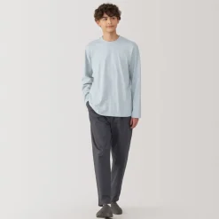 New Men's Washed Jersey Crew Neck Long Sleeve T-Shirt T-Shirts