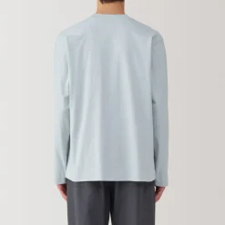 New Men's Washed Jersey Crew Neck Long Sleeve T-Shirt T-Shirts