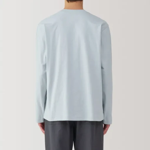 New Men's Washed Jersey Crew Neck Long Sleeve T-Shirt T-Shirts