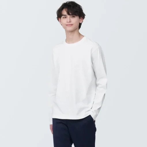 New Men's Washed Jersey Crew Neck Long Sleeve T-Shirt T-Shirts