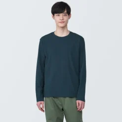 New Men's Washed Jersey Crew Neck Long Sleeve T-Shirt T-Shirts