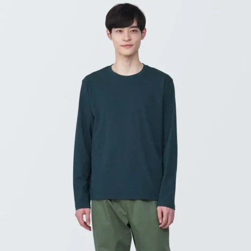 New Men's Washed Jersey Crew Neck Long Sleeve T-Shirt T-Shirts