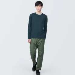New Men's Washed Jersey Crew Neck Long Sleeve T-Shirt T-Shirts