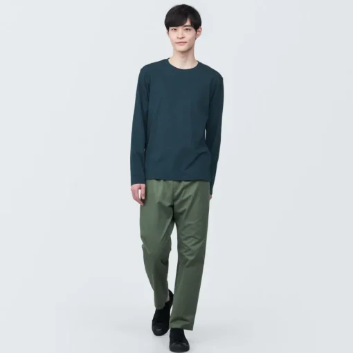 New Men's Washed Jersey Crew Neck Long Sleeve T-Shirt T-Shirts
