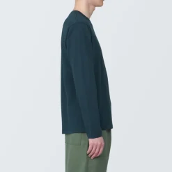 New Men's Washed Jersey Crew Neck Long Sleeve T-Shirt T-Shirts