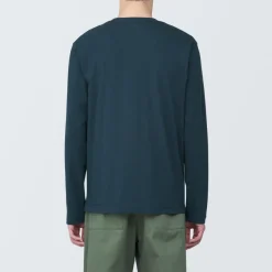 New Men's Washed Jersey Crew Neck Long Sleeve T-Shirt T-Shirts