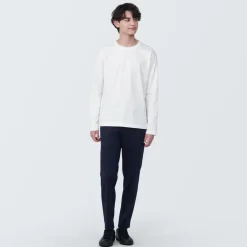 New Men's Washed Jersey Crew Neck Long Sleeve T-Shirt T-Shirts