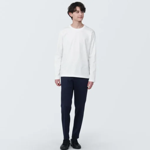 New Men's Washed Jersey Crew Neck Long Sleeve T-Shirt T-Shirts