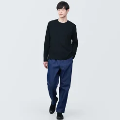 New Men's Washed Jersey Crew Neck Long Sleeve T-Shirt T-Shirts