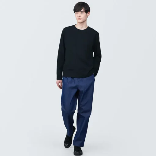 New Men's Washed Jersey Crew Neck Long Sleeve T-Shirt T-Shirts