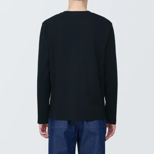 New Men's Washed Jersey Crew Neck Long Sleeve T-Shirt T-Shirts