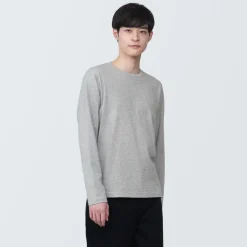 New Men's Washed Jersey Crew Neck Long Sleeve T-Shirt T-Shirts