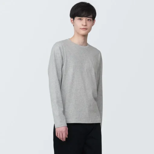 New Men's Washed Jersey Crew Neck Long Sleeve T-Shirt T-Shirts