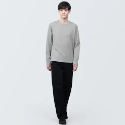 New Men's Washed Jersey Crew Neck Long Sleeve T-Shirt T-Shirts