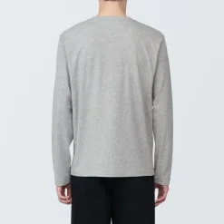 New Men's Washed Jersey Crew Neck Long Sleeve T-Shirt T-Shirts