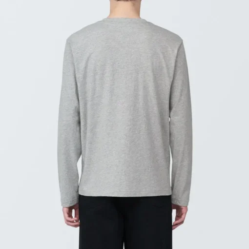 New Men's Washed Jersey Crew Neck Long Sleeve T-Shirt T-Shirts
