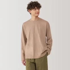 New Men's Washed Jersey Crew Neck Long Sleeve T-Shirt T-Shirts