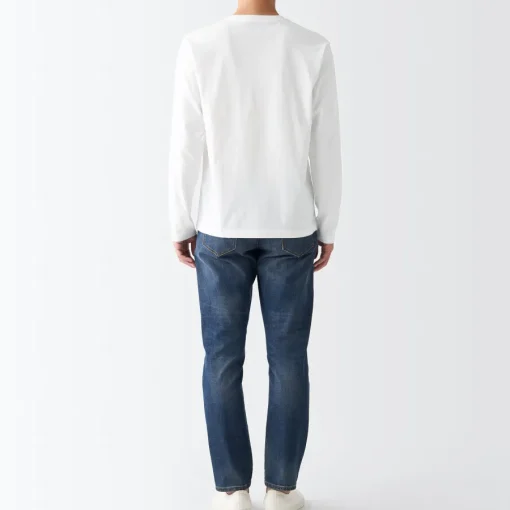 Sale Men's Washed Jersey Long Sleeves Crew Neck T-Shirt T-Shirts