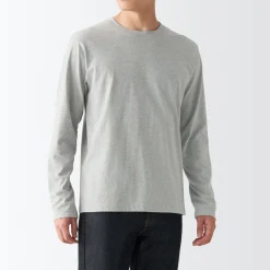Sale Men's Washed Jersey Long Sleeves Crew Neck T-Shirt T-Shirts