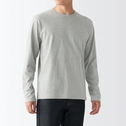 Sale Men's Washed Jersey Long Sleeves Crew Neck T-Shirt T-Shirts